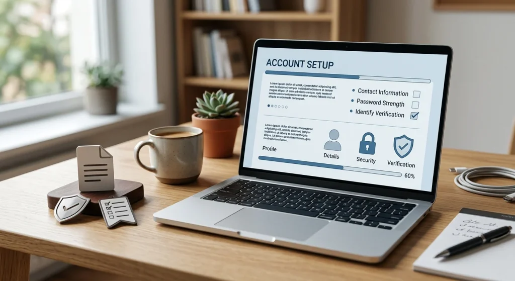 Generic illustration of account setup and identity verification checks